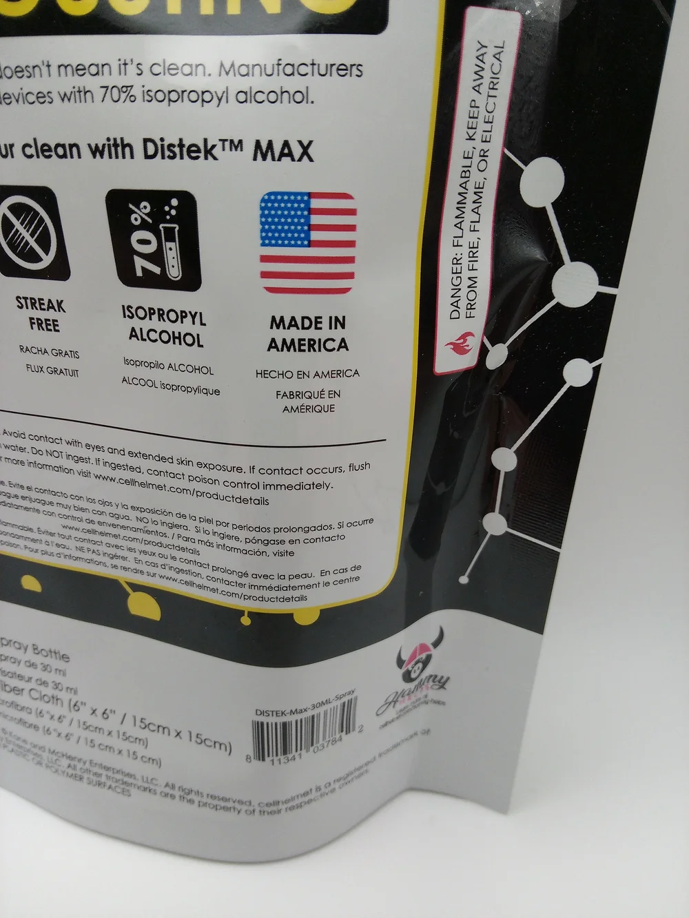 Cellhelmet Distek Max Screen Cleaner – 70% IPA Formula – NEW Travel Size
